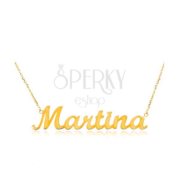 585 gold necklace - thin chain composed of oval links, shiny pendant Martina