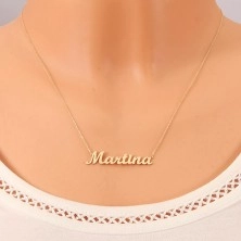 585 gold necklace - thin chain composed of oval links, shiny pendant Martina