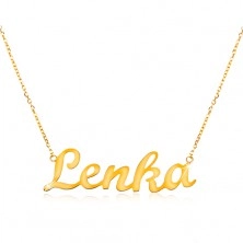 585 gold adjustable necklace with name Lenka, fine sparkly chain 