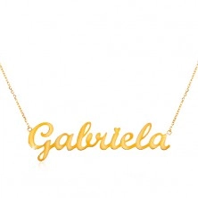 Necklace made of yellow 585 gold - fine chain, shiny pendant Gabriela