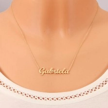 Necklace made of yellow 585 gold - fine chain, shiny pendant Gabriela