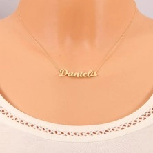 Necklace made of yellow 14K gold - thin chain, shiny pendant - name Daniela
