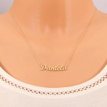 Necklace made of yellow 14K gold - thin chain, shiny pendant - name Daniela