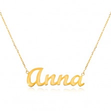 14K gold adjustable necklace with name Anna, fine glossy chain