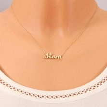 585 gold necklace with inscription Mom, thin adjustable chain