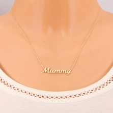 Necklace made of yellow 14K gold - fine chain, shiny pendant - Mummy