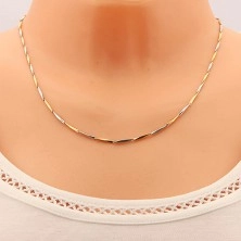 Chain made of 316L steel, smooth angular links in gold and silve colour, 1,5 mm