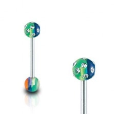 Tongue barbell - multicoloured with zircons