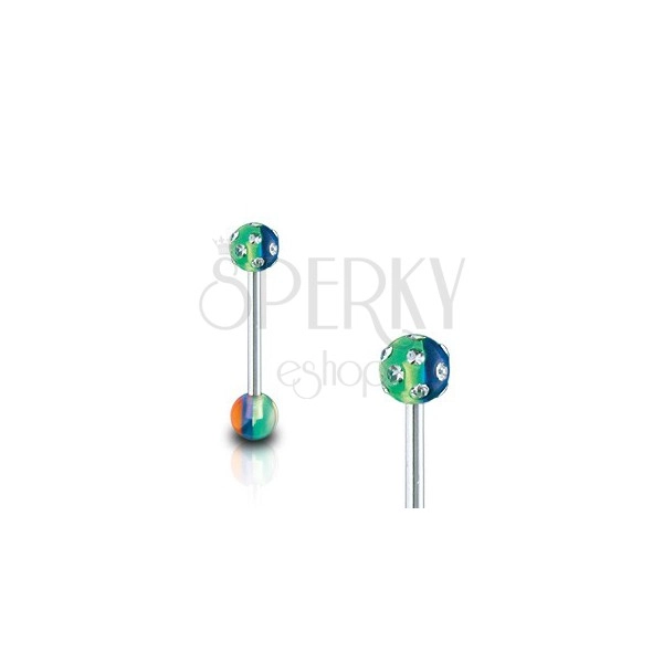 Tongue barbell - multicoloured with zircons