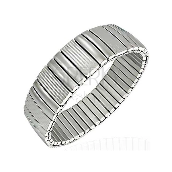 Steel bracelet - smooth and engraved links