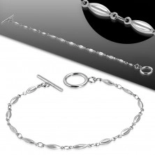 Bracelet made of surgical steel in silver colour, shiny protruding grains