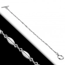 Bracelet made of surgical steel in silver colour, shiny protruding grains