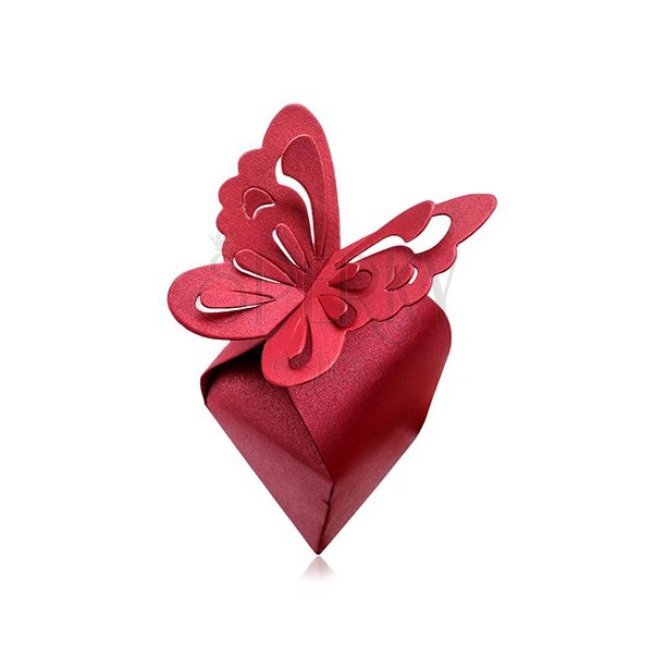 Gift box in claret colour, big butterfly with cutouts on wings
