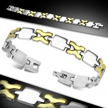 Bracelet made of surgical steel, shiny links in gold and silver colour