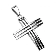 Pendant made of surgical steel - cross composed of thin crossed lines