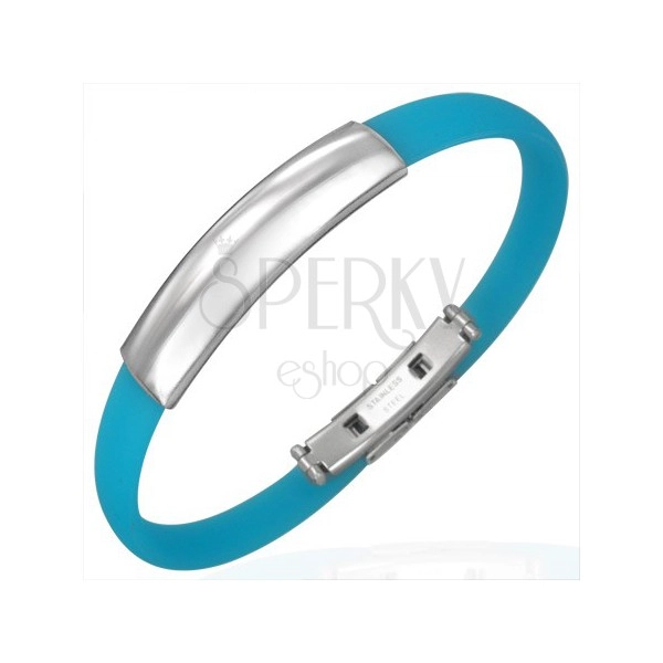 Blue rubber bangle - smooth plate