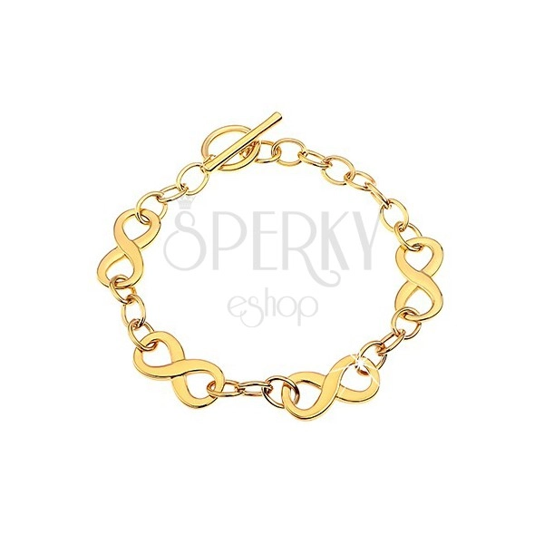 Bracelet made of surgical steel in gold colour with infinity symbols