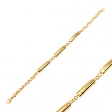 Bracelet made of 316L steel in gold colour, three rolls with diagonal notches