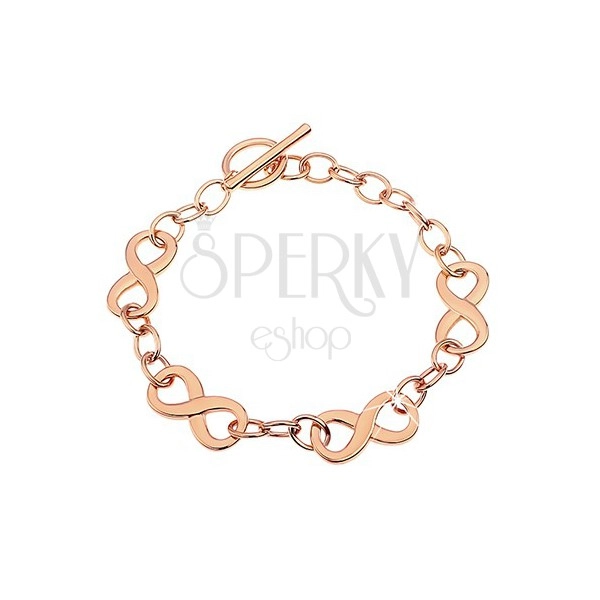 Bracelet made of 316L steel in copper hue with infinity symbols