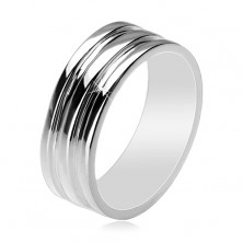 925 silver ring - band with two hollowed strips, 8 mm