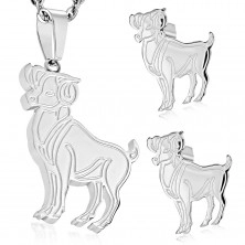 Set made of 316L steel in silver colour - pendant and earrings, zodiac sign ARIES