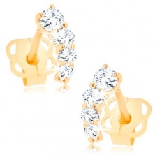 Brilliant 585 gold earrings - shimmering arc composed of clear diamonds