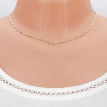 Chain made of combined 14K gold, smooth and radial links, 450 mm