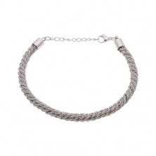 Steel bracelet in silver colour, pattern of twisted rope, lobster closure