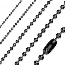 Steel chain, shiny smooth balls, surface in black colour