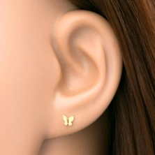 585 gold ear piercing - small flat butterfly with shiny surface