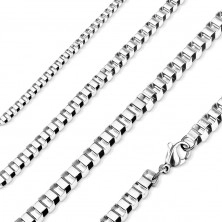 316L steel chain, shiny angular links, silver colour