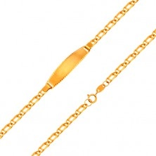 Bracelet with plate made of yellow 18K gold - chain of double links, 160 mm