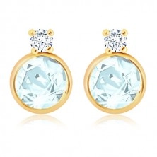 585 gold earrings with blue topaz and clear zircon, studs