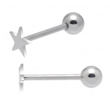 Tongue piercing, 316L steel in silver colour, five-point star