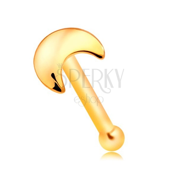 Straight nose piercing made of yellow 585 gold with crescent moon
