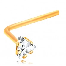 14K gold nose piercing - bent - clear zircon triangle