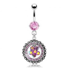 Luxurious belly ring with zirconic flower