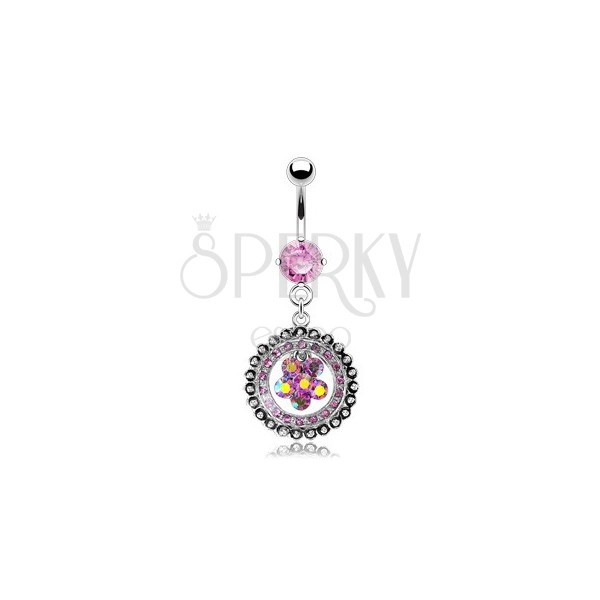 Luxurious belly ring with zirconic flower