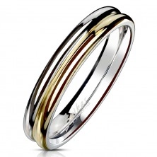Ring made of 316L steel - bicoloured ring with notches in the middle, 4 mm