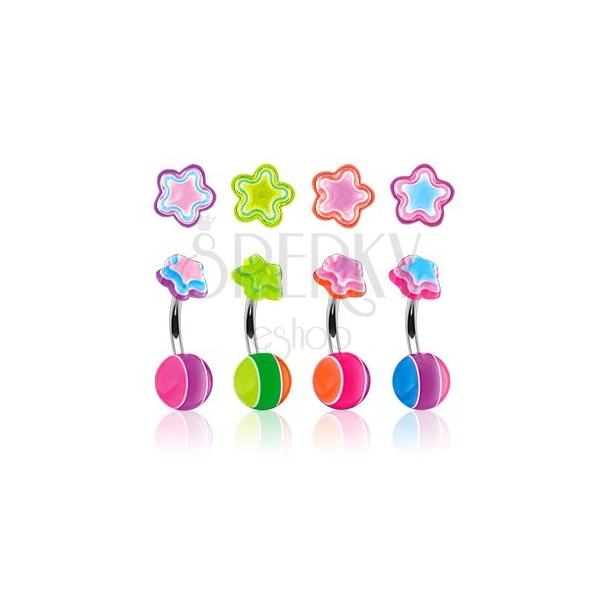 Belly button ring - multicolour star