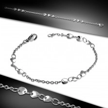 Stainless steel silver bracelet, wavy ovals