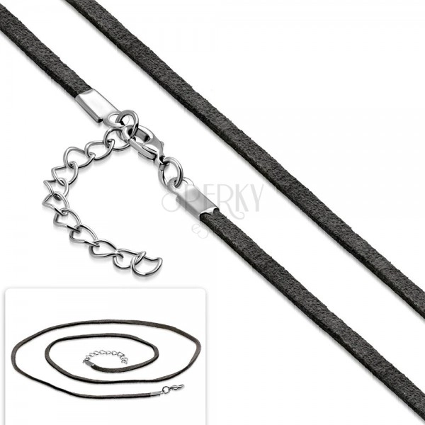 Grey string for pendant, extendable length, lobster clasp 