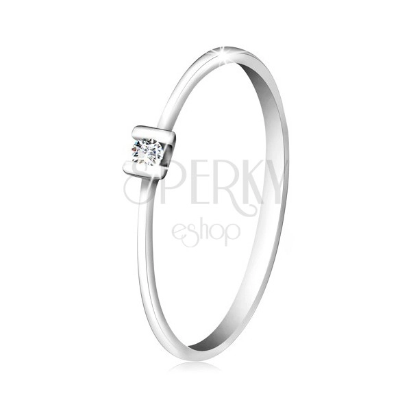 Brilliant ring made of 585 white gold - glossy clear diamond gripped with prongs