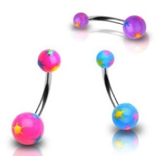 Ball belly ring with colorful stars