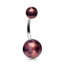 316L steel belly piercing - colourful balls with reflections of gold colour 