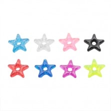 Pendant for a piercing - coloured acrylic star with glitters