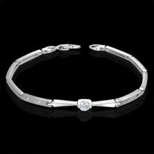 Stainless steel bracelet - prong set zircon and hearts