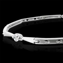 Stainless steel bracelet - prong set zircon and hearts