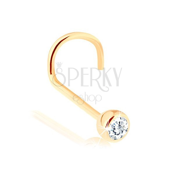 585 gold, curved nose piercing - clear brilliant in a smooth mount, 1,75 mm