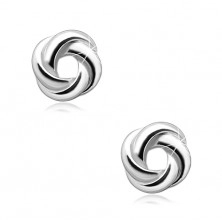 925 silver earrings, shiny knot, stud fastening